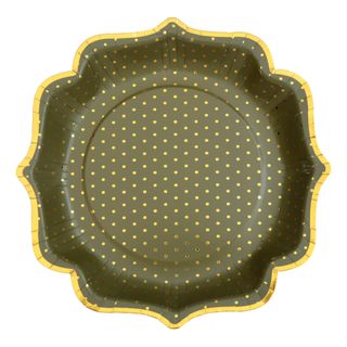 Paptallerkener Prikkede Grøn/Guld