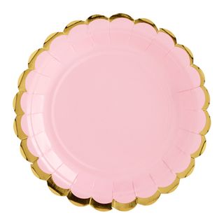 Paptallerkener Runde Lyserød/Guld