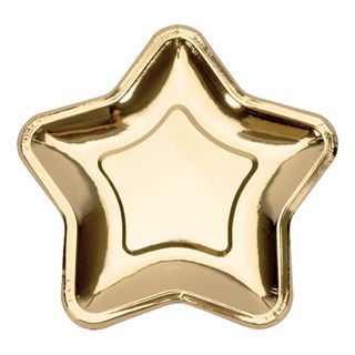 Paptallerkner Stjerne Guld Metallic