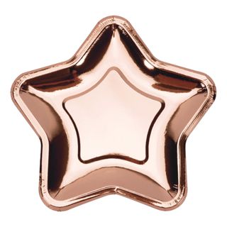 Paptallerkener Stjerne Roséguld Metallic