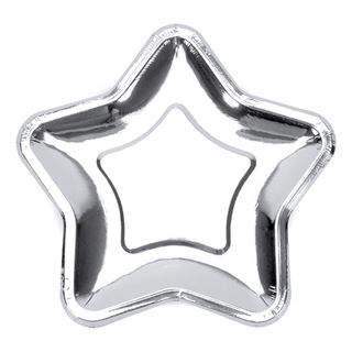 Paptallerkner Stjerne Sølv Metallic