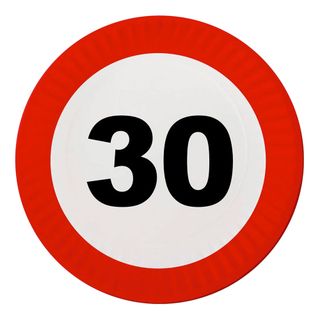 Paptallerkener Trafikskilt 30