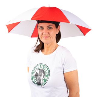 Paraplyhat Rød/Hvid