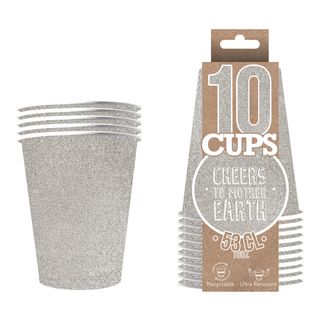 Party Cups Glitter Sølv