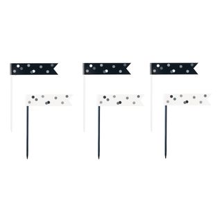 Partypicks Flag Sort/Hvid/Sølv