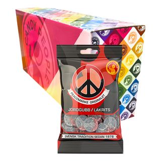 Peace-symbol Jordbær/Lakrids Storpak