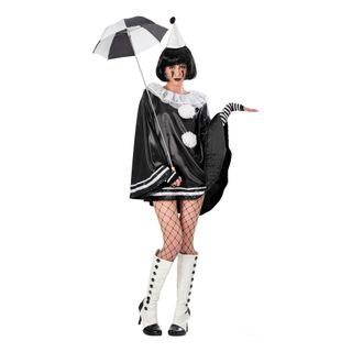Pierrot Klovn Sort Dame Kostume