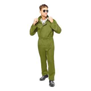 Pilot Grøn Jumpsuit Kostume