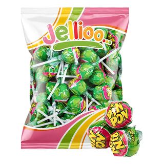 Pin Pon Lollipop Gum Sour Green Apple Økonomipakke