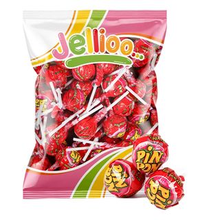 Pin Pon Lollipop Gum Sour Strawberry Økonomipakke