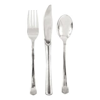 Sølv Metallisk Plastbestik