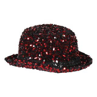 Bowlerhat Paljethat Sort/Rød Deluxe