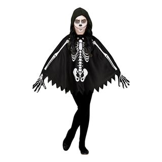 Sort Poncho Skelet Børn
