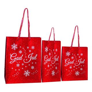 Gavepose Rød/Glitter God Jul