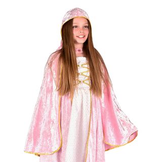 Prinsesscape Rosa Sammet med Huva för Barn