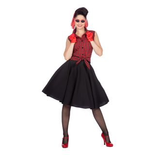 Sort/Rød Rockabilly Kjole Kostume