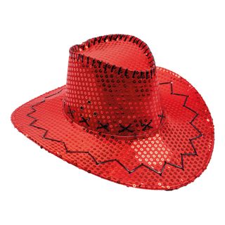 Rød Cowboyhat med Pailletter