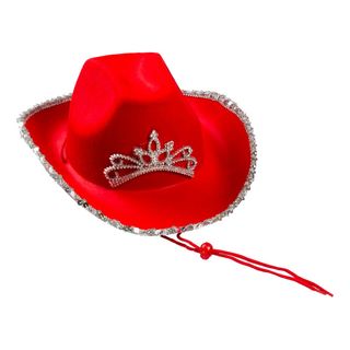 Rød Cowboyhat med Tiara