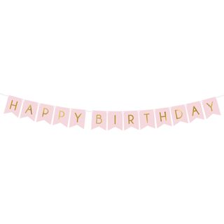 Lyserød Vimpel Happy Birthday
