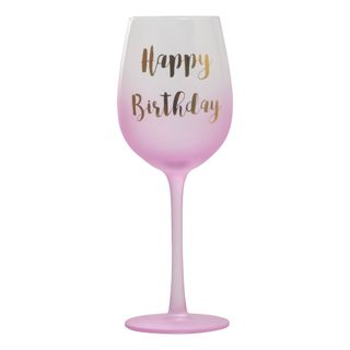 Lyserød Vinglas Happy Birthday