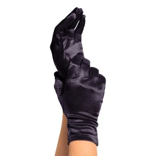 Satinhandsker Sort Deluxe