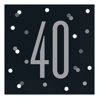 Servietter 40 Sort Prikket