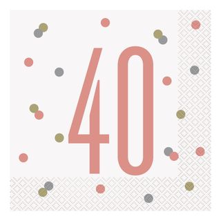 Servietter 40 Hvid/Rosaguld