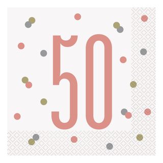 Servietter 50 Hvid/Rosaguld