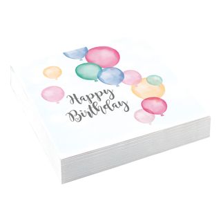 Servietter Balloner Happy Birthday Pastel