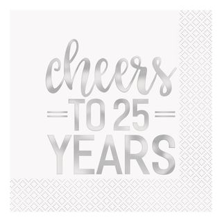 Servietter Cheers to 25 Years Sølv