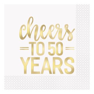 Servietter Cheers to 50 Years Guld
