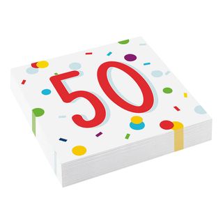 Servietter Confetti Birthday 50