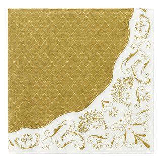 Servietter Damask Guld/Hvid