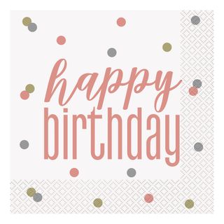 Servietter Happy Birthday med Prikker