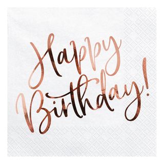Servietter Happy Birthday Rosaguld