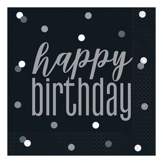 Servietter Happy Birthday Sort Prikket
