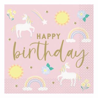 Servietter Happy Birthday Unicorn