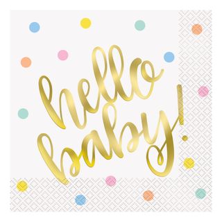 Servietter Hello Baby med Prikker