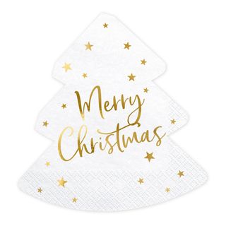 Servietter Merry Christmas Hvid/Guld