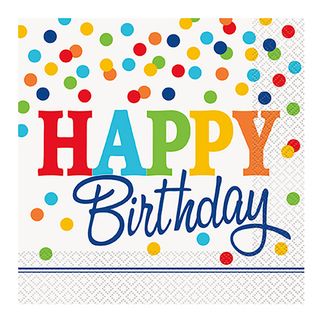 Servietter Polkaprikker Happy Birthday