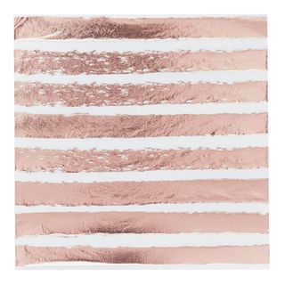 Servietter Stribede Roséguld Metallic