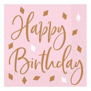 Servietter Roséguld Happy Birthday