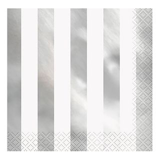 Servietter Sølv Metallic Stribede