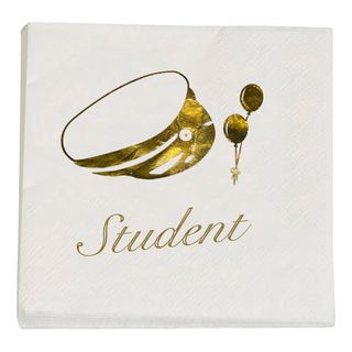 Servietter Grattis till Studenten Gull/Hvit