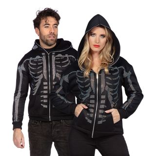 Skelet Hoodie Glitter med Lynlås