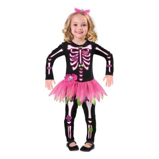 Skeletkjole Lyserød Børnekostume