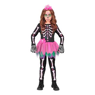 Skeletkjole Lyserød/Sort Børnekostume