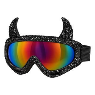 Skibriller Horn med Strass Sort