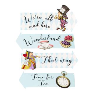 Skilte med Tekst Alice Wonderland