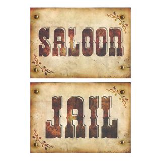 Saloon- & Jail-skilte i Pap